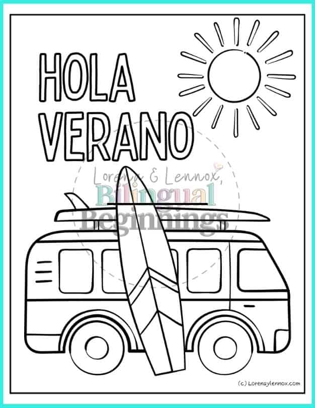 5 Summer Coloring Pages in Spanish