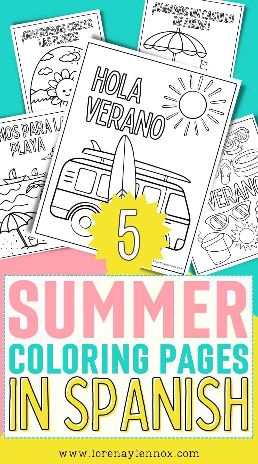 5 Summer Coloring Pages in Spanish