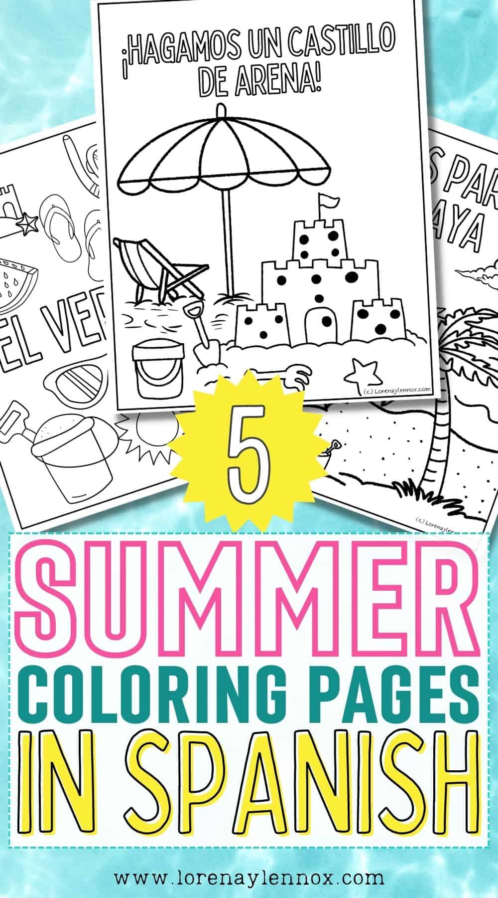 5 Summer Coloring Pages in Spanish