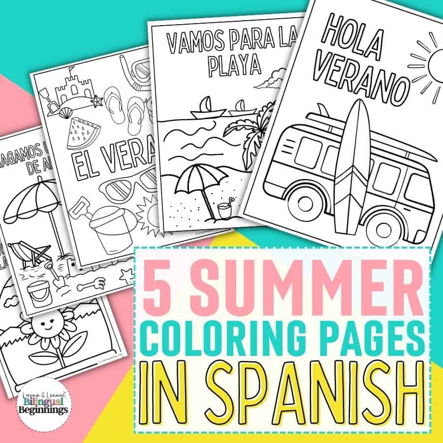 5 Summer Coloring Pages in Spanish