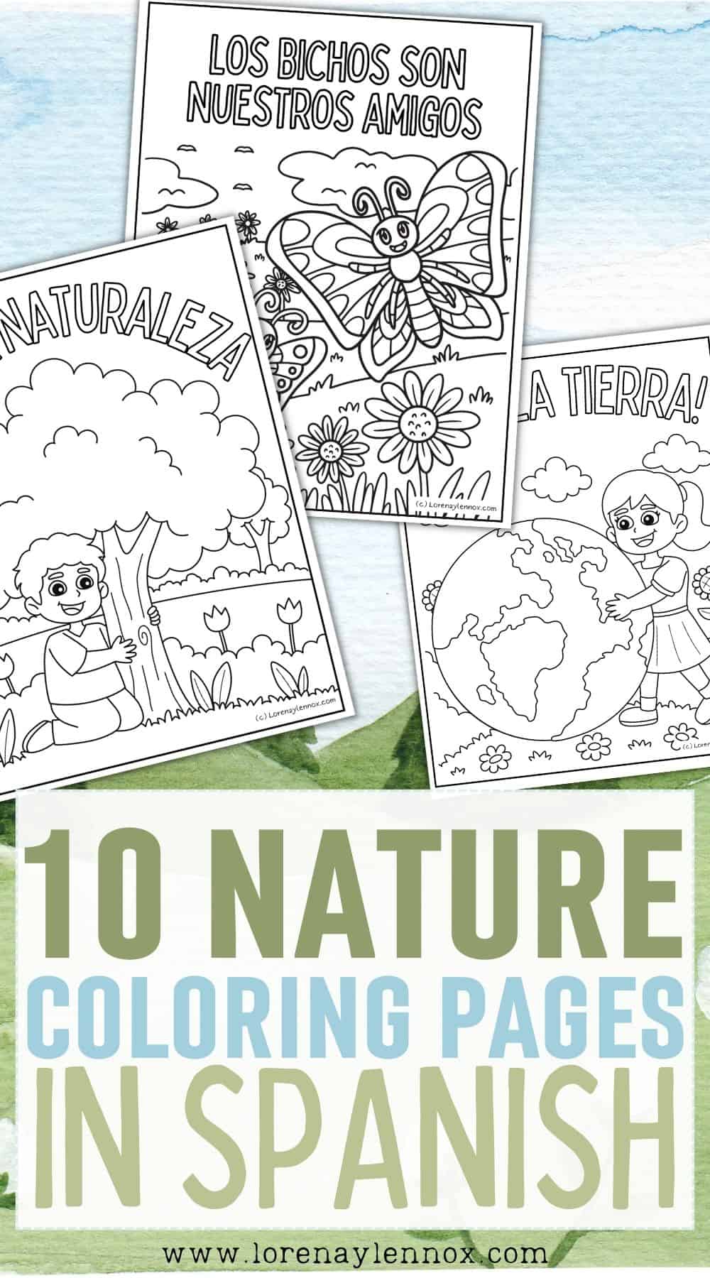 10 Free Printable Nature Coloring Pages in Spanish - Bilingual Beginnings