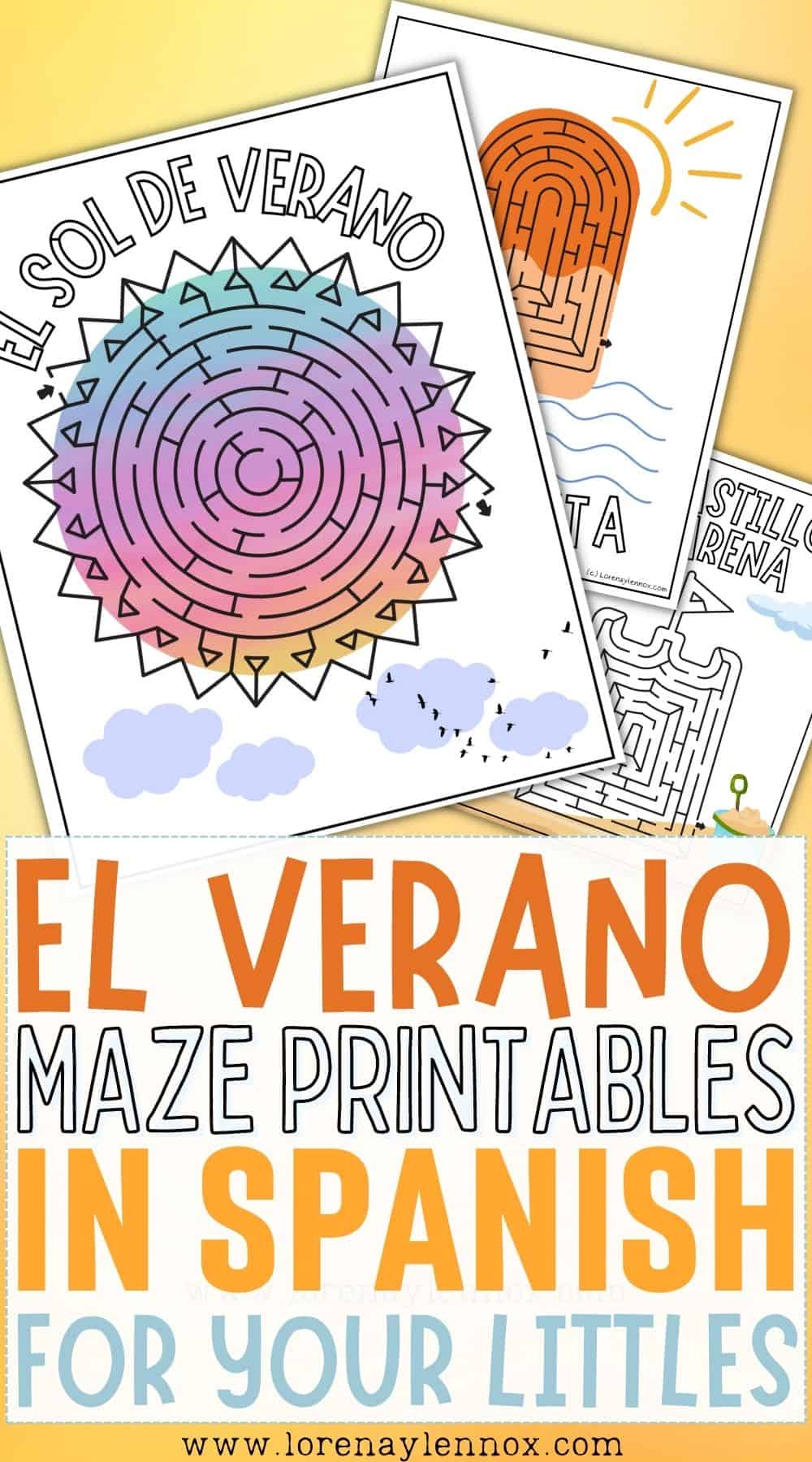 El Verano Maze Printables in Spanish for Your Littles