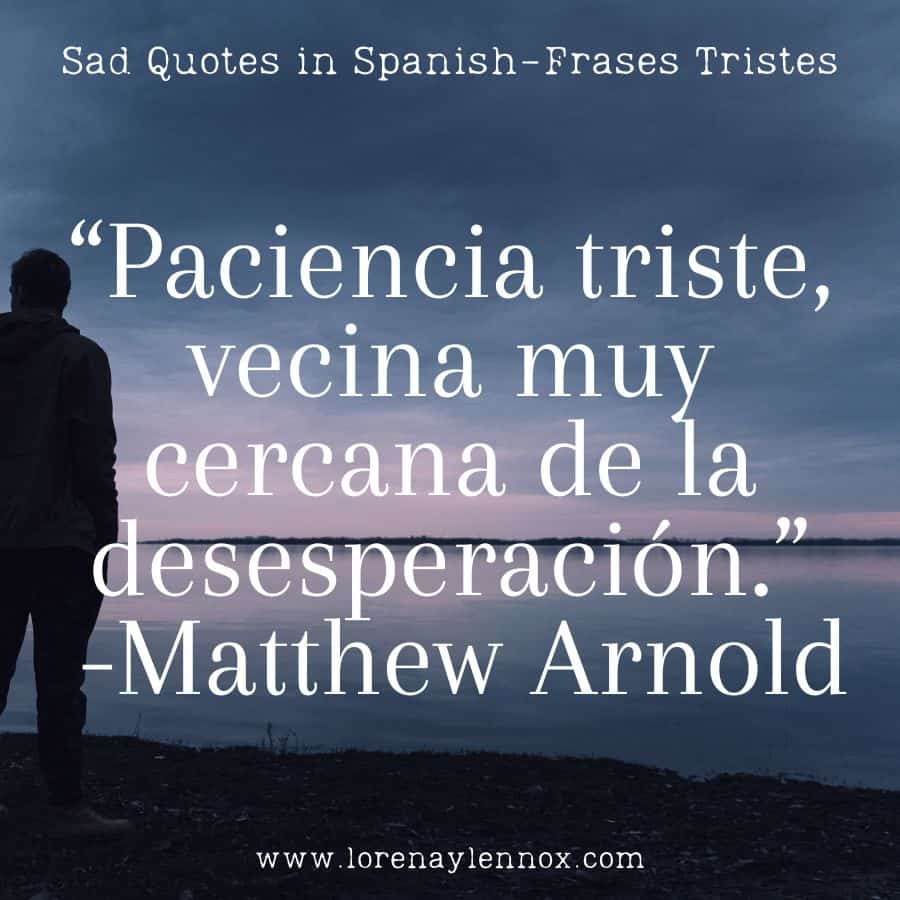  “Paciencia triste, vecina muy cercana de la desesperación.” -Matthew Arnold"Sad patience, a very close neighbor of despair."