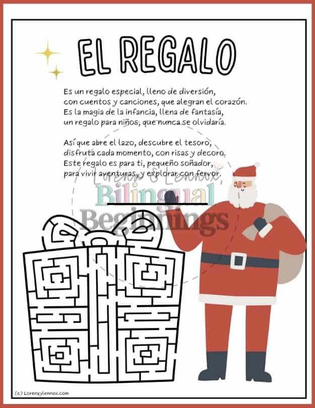 Christmas Maze Worksheet Printables in Spanish