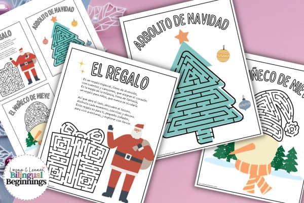 Christmas Maze Worksheet Printables in Spanish