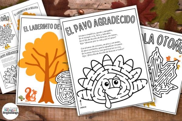 Thanksgiving Maze Free Printable in Spanish