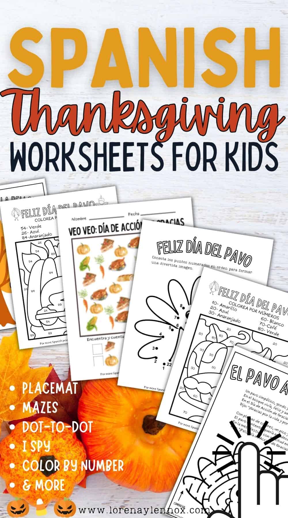 Explore a world of educational fun with our Thanksgiving Spanish Worksheets! From word scrambles to coloring pages, these engaging printables in Spanish will add a bilingual twist to your holiday celebrations. Don't miss out on this fantastic resource for language and holiday learning. #Thanksgiving #SpanishWorksheets #Education"