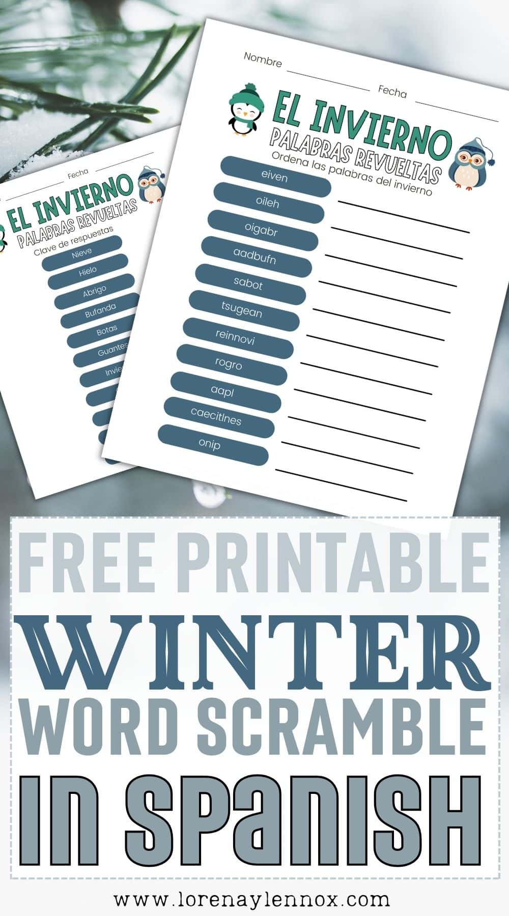 "Get ready for some winter fun with our Spanish Word Scramble Printable! 🌨️ Challenge yourself or your little ones to unscramble the frosty words in Spanish, from 'nieve' to 'calcetines.' 🧤 Perfect for language learners and a delightful way to embrace the winter season while boosting your Spanish vocabulary. Download, print, and enjoy this engaging activity! ❄️📝 #SpanishLearning #WinterVocabulary #LanguagePrintable #WordScramble #SpanishFun #WinterActivity"