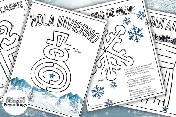 5 Free Printable Winter Maze Printables in Spanish