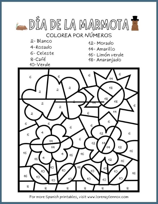 Día de la Marmota: Colorea por Números en Español. Explora los números en español y aprende más sobre el Día de la Marmota