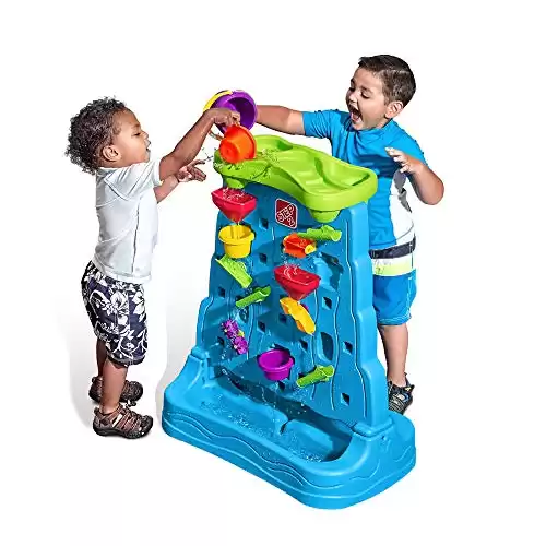 Step2 Waterfall Discovery Wall for Kids, Double-Sided Sand and Water Table, Toddlers Ages 1.5+ Years Old, 13 Piece Toy Accessories