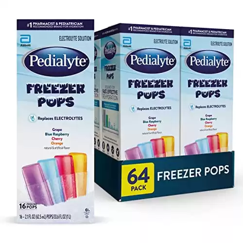 Pedialyte Electrolyte Solution Freezer Pops, Variety Pack, 16 Count(Pack of 4)